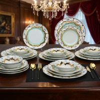 86pcs style royal en relief or porcelaine luxe dîner ensemble assiette bol plat ensembles avec café thé tasse pour chaud et fête de mariage