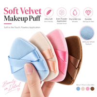 Houppette de maquillage triangulaire à double ruban et sangle de maintien au doigt, douce et lavable, pour poudre libre et fond de teint