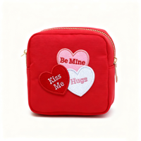 Petite trousse de maquillage imperméable en nylon de couleur bonbon, petite pochette à fermeture éclair pour enfants, organiseur de voyage portable, sacs cosmétiques