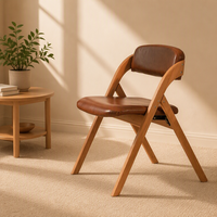 Chaises pliantes HOMEFUN en bois massif de style scandinave avec coussin rembourré, design pliable, lot de 4, meubles pour la maison