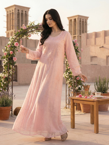 Abito Abaya Musulmano da Donna - Stile Dubai, Lussuoso Abbigliamento Islamico con Scollo a V, Lunghezza al Pavimento, Maniche Lunghe in Poliestere per <span class=keywords><strong>Moda</strong></span> Modesta - Product Image 1