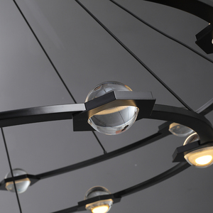 <span class=keywords><strong>Lampadario</strong></span> Moderno di Lusso a Più Livelli con Anelli in Ottone Dorato e <span class=keywords><strong>Sfere</strong></span> in Alabastro, Luce LED a Risparmio Energetico 2700K Bianco Caldo - Product Image 4