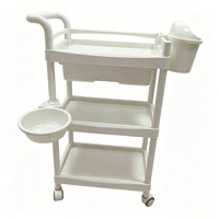 Chariot de spa, mobilier de salon de beauté en plastique avec roulettes, chariot de salon blanc avec tiroir, chariot de rangement pour coiffeur