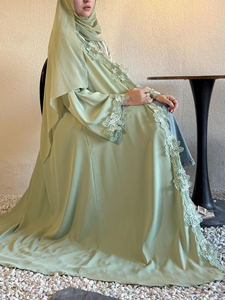 Cárdigan Musulmán Elegante con Ribete de Encaje y Frente Abierto, Kimono Abaya Estilo Dubái para Ramadán y Eid, Marca LEDUO - Product Image 3