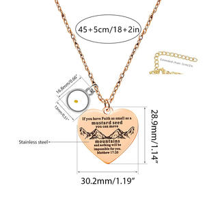 Collar de Acero Inoxidable de Doble Cara con Cruz y Corazón con Versículo Bíblico, Joyería de Fe con Semilla de Mostaza y Montaña <span class=keywords><strong>para</strong></span> <span class=keywords><strong>Mujer</strong></span>, Resistente al Deslustre - Product Image 2