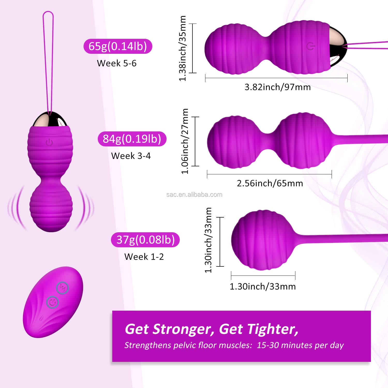 Vagina Muscle Tightening Kegel Balls Set  Wireless Remote Vibrator &  Biofeedback Pelvic Floor Exerciser for Women