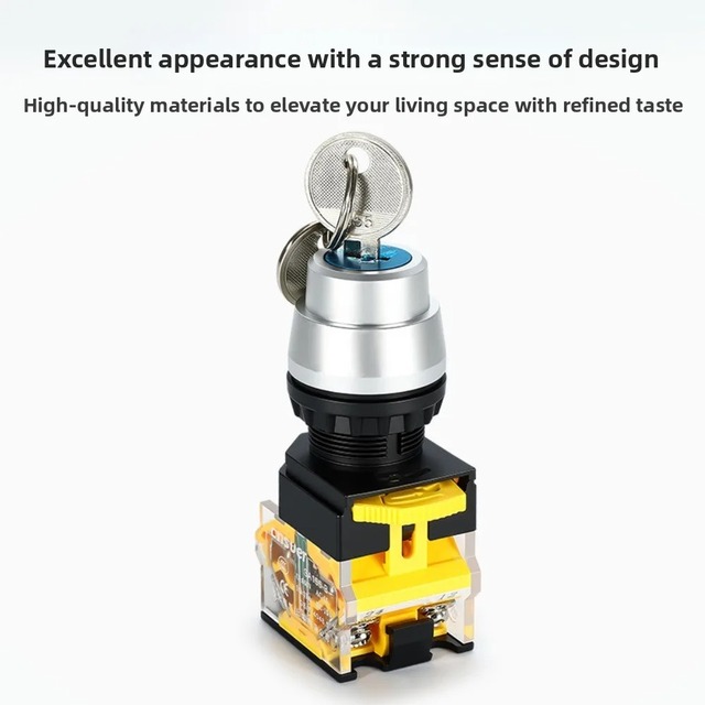 Key Lock Switch 2 Way 3 Position Spring Return Key Switch for Distribution Cabinet Selector Electronic Key Lock Switch