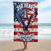Serviettes de plage personnalisées en gros pour le 250e anniversaire des États-Unis, thème patriotique, anti-sable, en microfibre