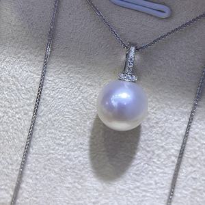 Collier pendentif en perles d'eau douce rondes de 11-12 mm, perles Edison à fort lustre en argent sterling 925 pour femmes, bijoux en gros - Product Image 4