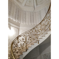 Fabrication de garde-corps d'escalier de luxe pour l'intérieur garde-corps d'escalier en laiton antique doré pour villa