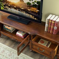 Meuble TV et table basse en bois massif de style rétro américain et européen, combinaison de rangement pour salon, petite maison, villa