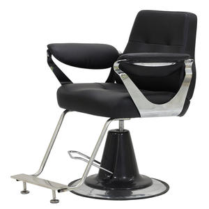 Black Small Silver Stainless Steel Base Barber <b>Chair</b> Customizable Color LOGO Salon <b>Chair</b> for Barber Shop - Product Image 1
