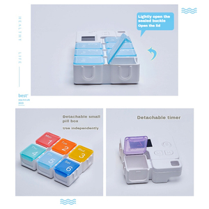 Reloj Despertador con temporizador promocional con horario semanal y pastillero electrónico, capacidad para 7 días, conveniente para viajar. - Product Image 4