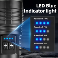 Lampe torche télescopique blanche et bleue, rechargeable, étanche, avec zoom, laser, super lumineuse, portable pour l'extérieur