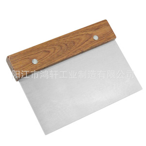 Stainless Steel Pastry Scraper With Wooden Handle 15.2x11.2x1.5cm Baking Tool For Dough And Flour Handling - Product Image 1