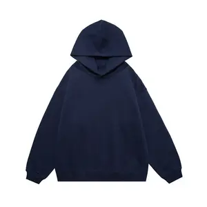 wholesale cotton/polyester long sleeve hooded plus size men's hoodie solid color hooded men's sweatshirt