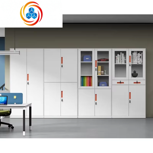 Modern Design Steel Office Lockers with Transparent Double Doors for Kitchen Outdoor Workshop Supermarket Use - Product Image 3