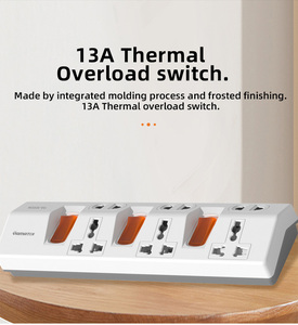 Novedades 2026: Regleta de enchufes de pared de 13A y 3000W con protector de sobrecarga y tomas múltiples con obturador de seguridad - Product Image 3