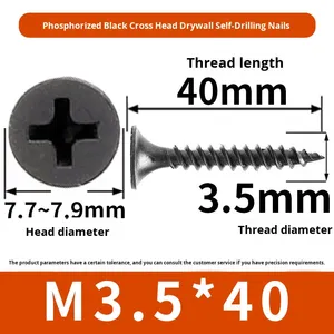 Viti Autofilettanti Nere per Cartongesso con Testa Svasata per Falegnameria e Pannelli in Gesso M3.5 - Product Image 6