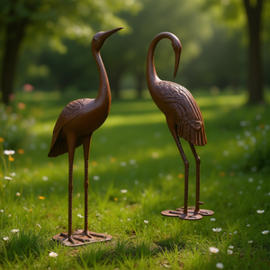 รูปปั้นนกโลหะประดับสวน ทนทานต่อการเกิดสนิม ตกแต่งภายนอกอาคาร แบบตั้งพื้น สไตล์ดั้งเดิม เคลือบสีฝุ่น - Product Image 2
