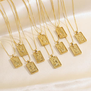 新しいファッションゴールドメッキソロモンタロットカードネックレスヒップホップ絶妙なジュエリー女性用ネックレス - Product Image 1