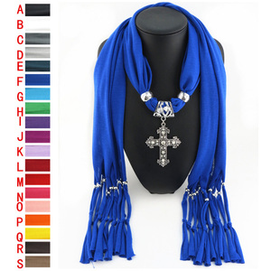 <span class=keywords><strong>La</strong></span> venta más caliente moda <span class=keywords><strong>joya</strong></span> colgante de cuentas gasa bufanda collar con colgantes de Metal - Product Image 1