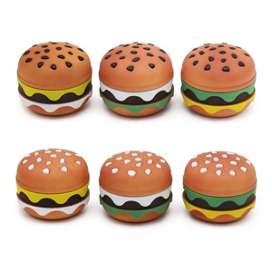 Penggiling Manual Laris Manis Desain Keren Bentuk Hamburger Hitam Putih Bumbu Wijen 58mm 4 Lapis Paduan Seng Penggiling Herbal - Product Image 2