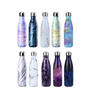 Bouteilles d'eau de sport en acier inoxydable à double paroi sous vide, série bois, écologiques, avec impression colorée - Product Image 1