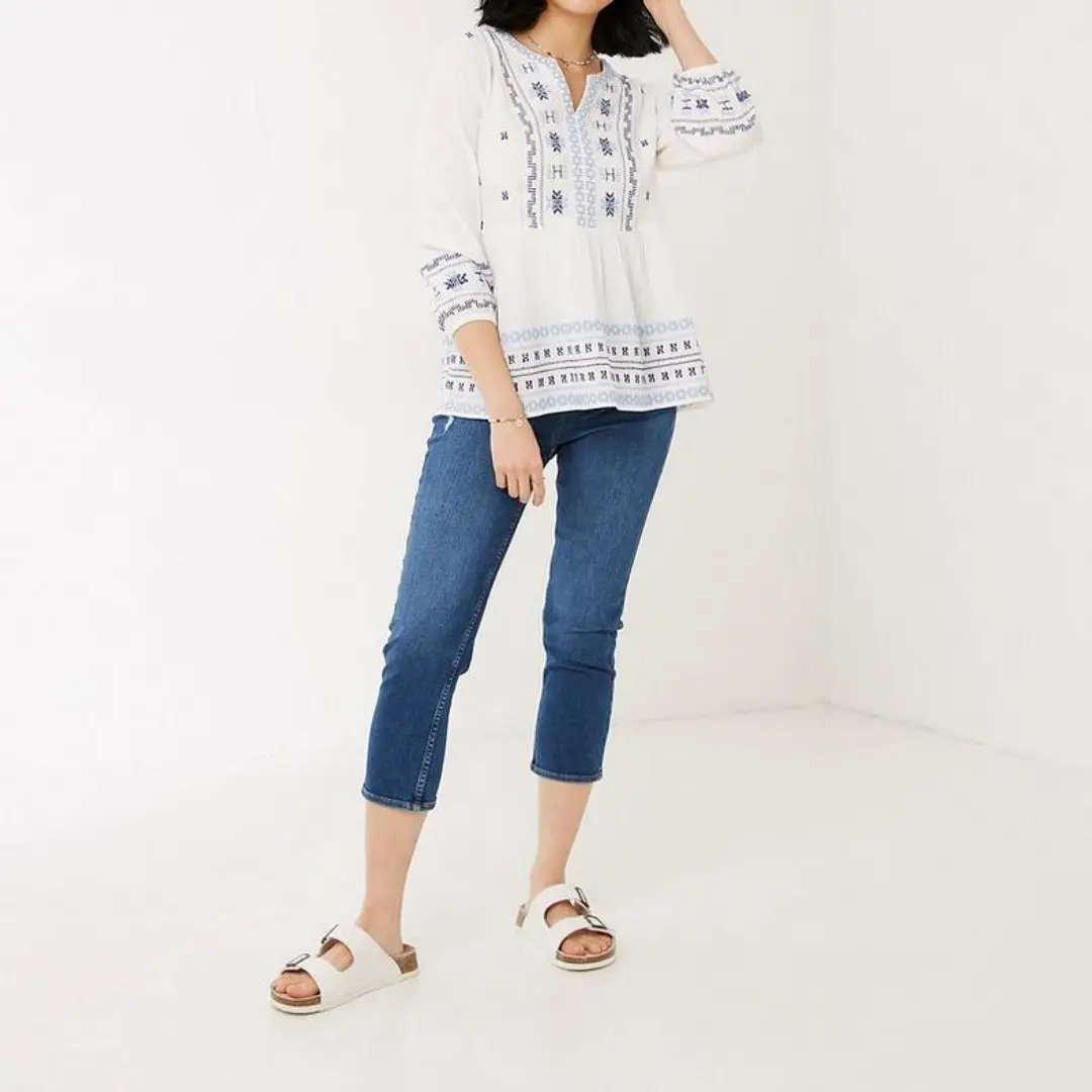 Summer Women High Quality Clothing Flare Sleeves Embroidered Loose Shirts Latest Casual Tops Blouses