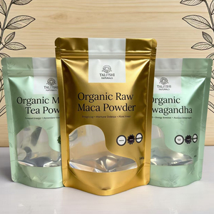 Custom Printed Stand Up Zipper Pouch With Clear <b>Window</b> Aluminum <b>Foil</b> Packaging Bag For 100g Matcha Powder Herbal Powder - Product Image 2
