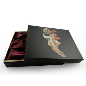 Rough Matt Black Cardboard Lid and Base Gift Box with Gold Paper Cuff - Product Image 3