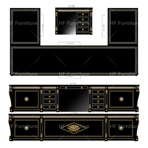 Scrivania Direzionale in Legno Massello di Alta Qualità, Stile Neoclassico Europeo, Nero Lucido con Foglia d'Oro, per Ufficio CEO e Hotel 5 Stelle - Product Image 6