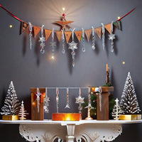 Ornements de Noël transparents en acrylique, pendentifs flocons de neige et glaçons, décorations suspendues pour sapin de Noël, fête de fin d'année