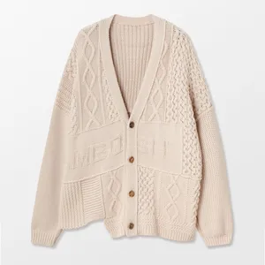 Cao Cấp Tùy Chỉnh Cashmere Len Dệt Kim Áo Cáp Dệt Kim Bông Dệt Kim Người Đàn Ông Giản Dị Cardigan Áo Len Áo Khoác