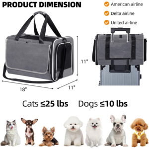 Gris de lujo impermeable cuadrado Oxford cremallera perro mascota gato de lados suaves Trolley Trunk <span class=keywords><strong>Carrier</strong></span> con ruedas productos de viaje bolsa monedero - Product Image 2