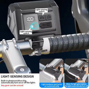 Feux avant et arrière de vélo étanches en ABS, phares LED rouges/bleus avec 5 modes, IPX5, alimentation par batterie, affichage numérique - Product Image 3