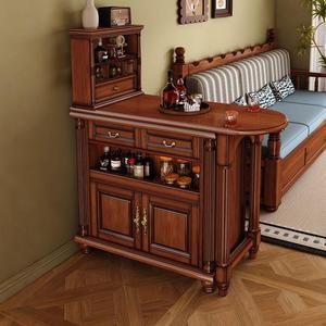 Meuble de bar en bois massif de style américain, extensible, avec cloison d'angle, servant de buffet de canapé, de bar à café, de meuble de salle à manger et de rangement d'entrée - Product Image 1