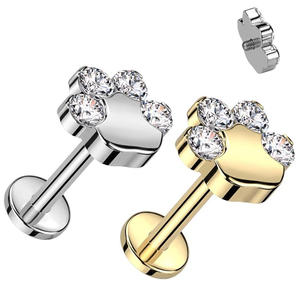 Acier inoxydable 16G <span class=keywords><strong>Helix</strong></span> Cartilage Boucles d'oreilles pour femmes Dos plat Filetage interne Zircon Patte Top Oreille Tragus Labret Anneau - Product Image 1