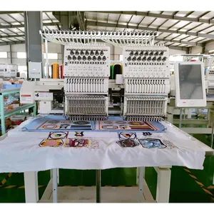 Hot selling 2 heads embroidery machine 500x400mm area flat hat embroidery machine two heads apparel machinery