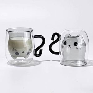 Cute Cat <b>Mug</b> Best Gift Tea Glass Cup Double-layer High Borosilicate Glass High Temperature Resistant <b>Large</b> Capacity Reusable - Product Image 2