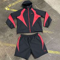 Fabricant Huili logo personnalisé bloc de couleur deux pièces coupe-vent veste coupe-vent léger ensembles courts coupe-vent pour hommes