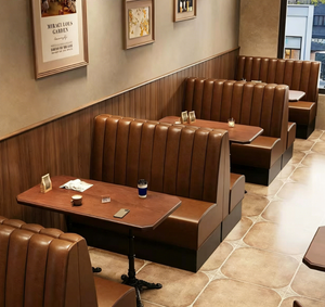 Ensemble de mobilier de luxe moderne en bois massif avec chaises et banquette de restaurant, structure métallique pour hôtels, cafés et bistrots - Product Image 1