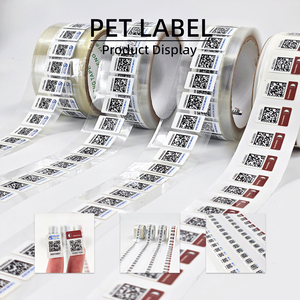 Rouleau d'étiquettes QR transparentes personnalisées en PET avec <span class=keywords><strong>code</strong></span> séquentiel pour la lutte contre la contrefaçon et l'identification par numérotation, en gros, pour utilisation en vrac - Product Image 1