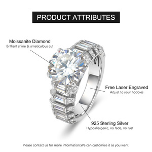 Anillo de Moissanita de Plata S925 con Baño de Rodio de Lujo al por Mayor para Regalo de Joyería de Boda y Fiesta - Product Image 5