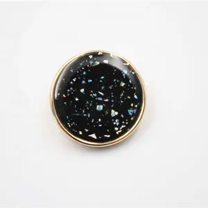 Hot on sale round plastic finely shredded sequins buttons black buttons for garment