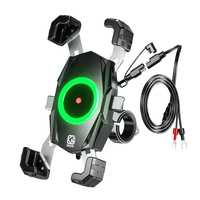 Support de téléphone pour moto avec charge sans fil 15W Rotation à 360 degrés Support de vélo pour la conduite