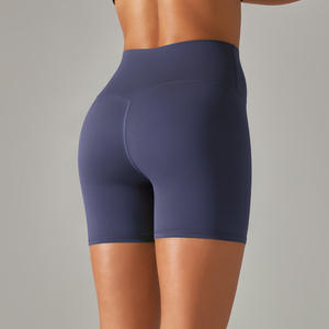 Dames Hoge Taille Biker Shorts Met Elastische Taille Custom Logo Zomer <span class=keywords><strong>Sexy</strong></span> Buik Controle Effen Effen Yoga Legging Groothandel - Product Image 4