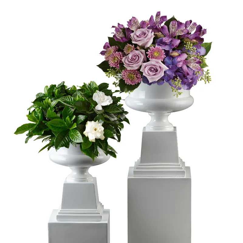 White Vases for Wedding Center Piece Clay Fiber Urn Planter Decorative Trumpet Wedding Vases