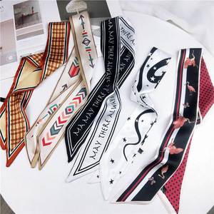 Nouvel arrivage Ins : Sac à poignée à carreaux, <span class=keywords><strong>Foulard</strong></span> long en polyester sergé, Ruban décoratif, Bandeau pour <span class=keywords><strong>cheveux</strong></span> - Product Image 2