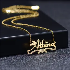 Fashion Solid Gold Chain Necklace Diamond Custom Name Jewelry Necklace